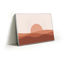 Load image into Gallery viewer, Blush Sunrise fabric wall art print in a slim silver Knittworks frame