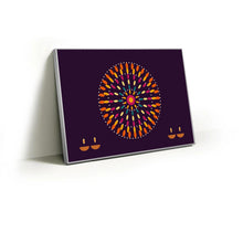 Load image into Gallery viewer, Diwali rangoli fabric wall art print in a slim silver Knittworks frame