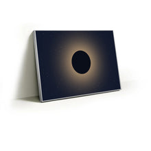 Load image into Gallery viewer, Golden Eclipse fabric wall art print in a slim silver Knittworks frame