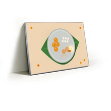 Load image into Gallery viewer, Diwali sweets thali with laddoos, kaju katli and jalebi fabric wall art print in a slim silver Knittworks frame