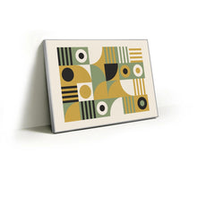 Load image into Gallery viewer, Modernist Rhythm fabric wall art print in a slim silver Knittworks frame