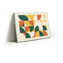 Load image into Gallery viewer, Quarter Circles fabric wall art print in a slim silver Knittworks frame