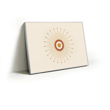 Load image into Gallery viewer, Starburst Sun fabric wall art print in a slim silver Knittworks frame