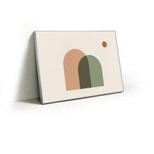 Load image into Gallery viewer, Twin Arches fabric wall art print in a slim silver Knittworks frame