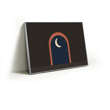 Load image into Gallery viewer, Clay Moon fabric wall art print in a slim silver Knittworks frame
