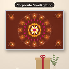 Load image into Gallery viewer, Corporate Diwali gift set: Knittworks frame with a festive fabric print and a gift box
