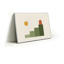 Load image into Gallery viewer, Olive Steps fabric wall art print in a slim silver Knittworks frame
