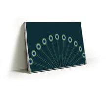 Load image into Gallery viewer, Peacock Fan fabric wall art print in a slim silver Knittworks frame
