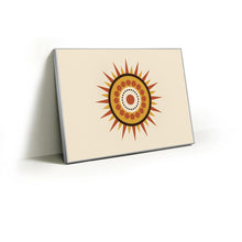Load image into Gallery viewer, Sun Mandala fabric wall art print in a slim silver Knittworks frame

