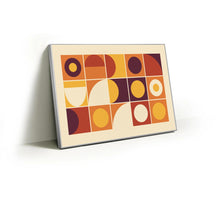 Load image into Gallery viewer, Sunset Grid fabric wall art print in a slim silver Knittworks frame
