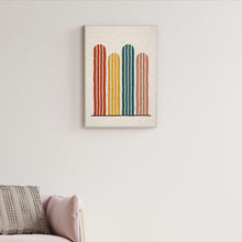 Load image into Gallery viewer, Terracotta Columns fabric wall art in a living room, Knittworks
